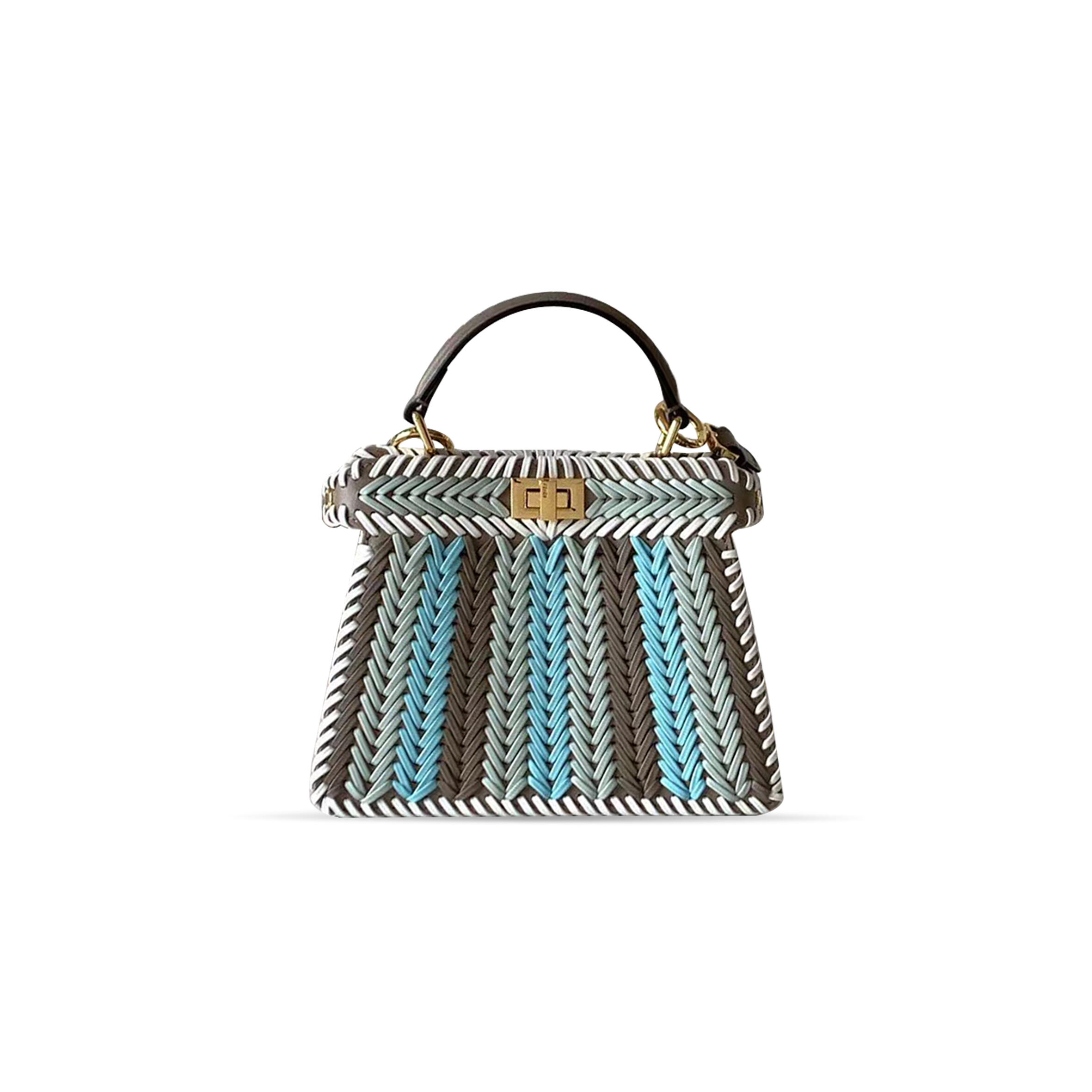F**di peekaboo iseeu mini multicolorinterlaced leather bag 8bn335aw5pf1us6 (22*15.5*11cm)